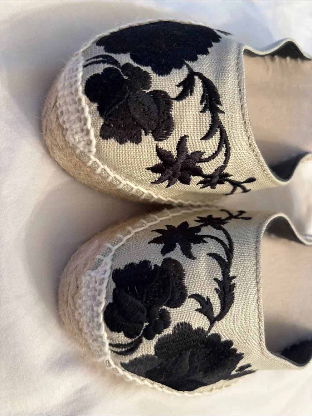 Sea People Black Floral Espadrille Ankle-Strap Flats, SZ 8.5 NWOT